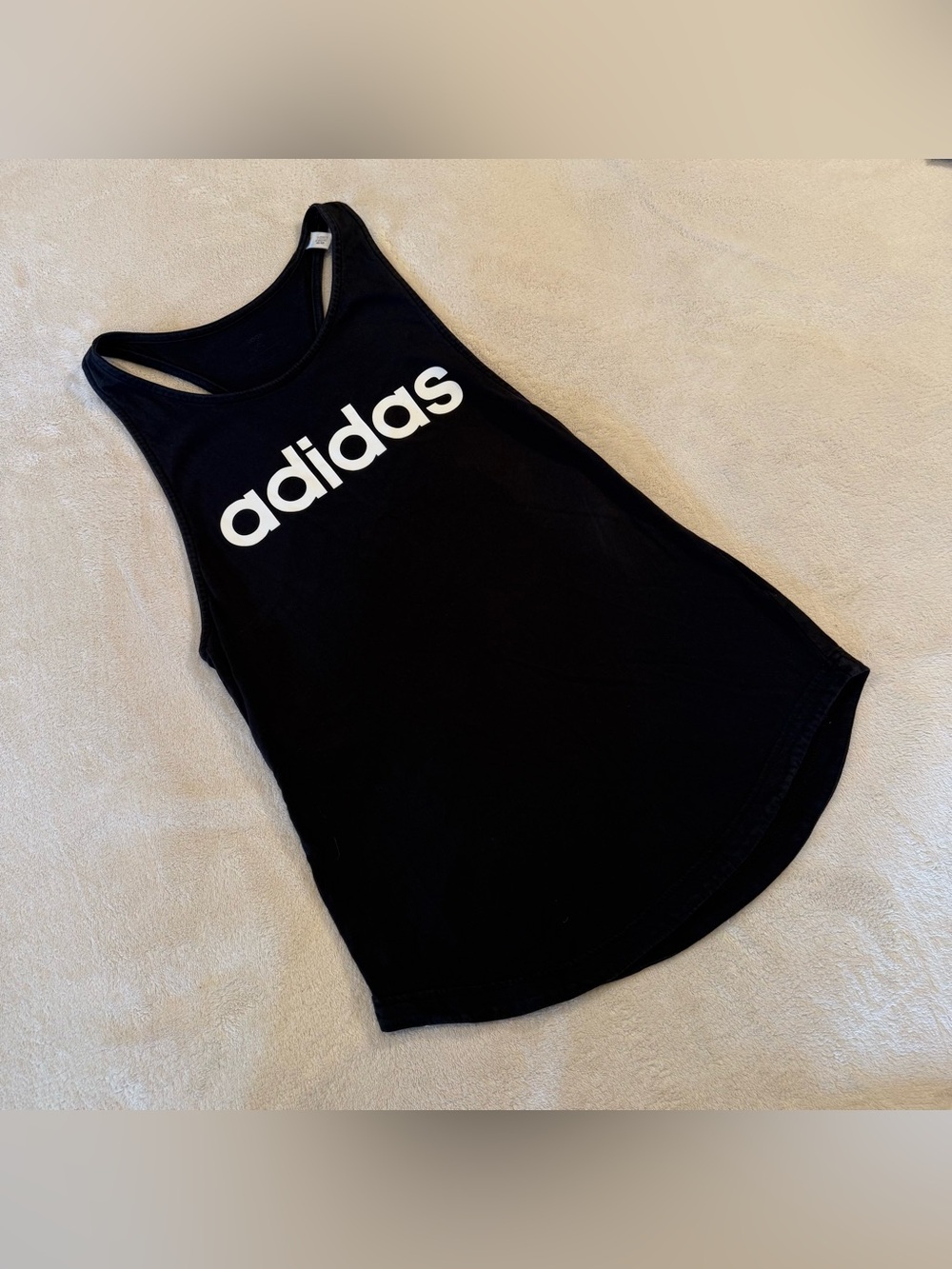 adidas Black Racerback Tank with White Logo